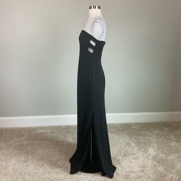 Strapless Cut Out Evening Gown Black Size 8 Thigh Slit Long Formal Dress by AQUA - Picture 3 of 11